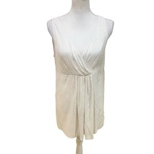 Eileen fisher 100% silk v neck sleeveless blouse empire waist ivory size medium
